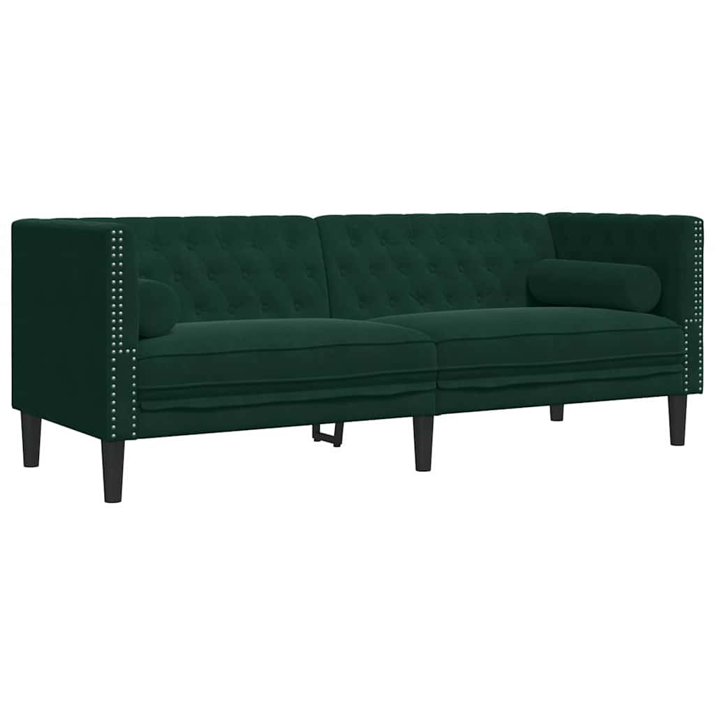 Chesterfield-Sofa Med Puder Fløjl
