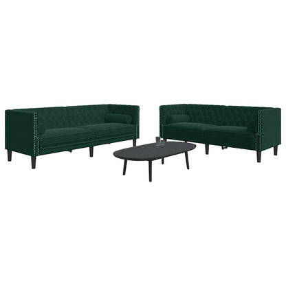 Chesterfield-Sofa Med Puder Fløjl