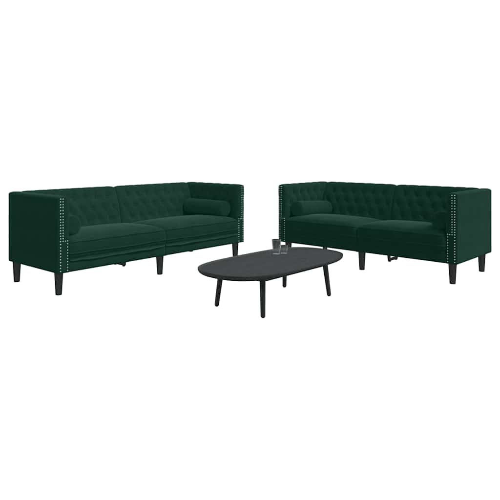 3-personers Chesterfield-sofasæt Med Puder Fløjl - Variant 3209293