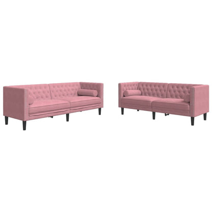 Chesterfield-Sofa Med Puder Fløjl