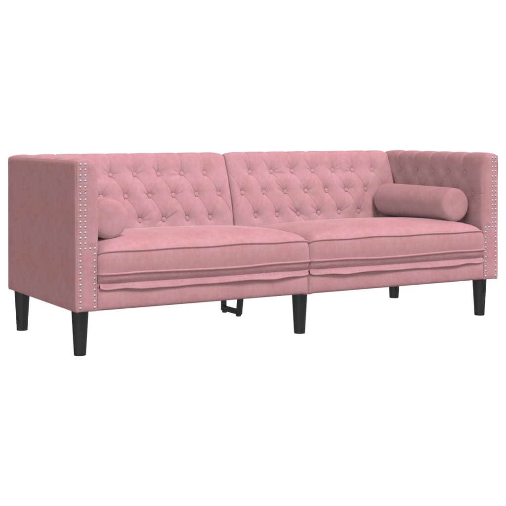 Chesterfield-Sofa Med Puder Fløjl