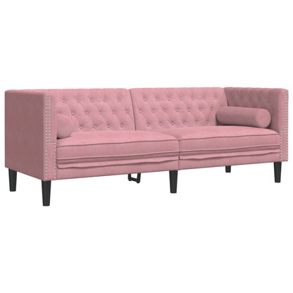 Chesterfield-Sofa Med Puder Fløjl