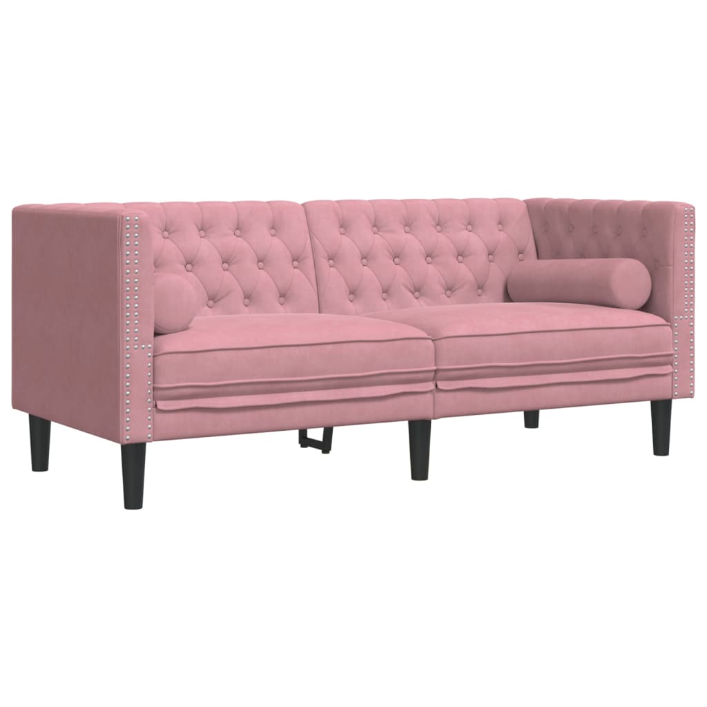 Chesterfield-Sofa Med Puder Fløjl