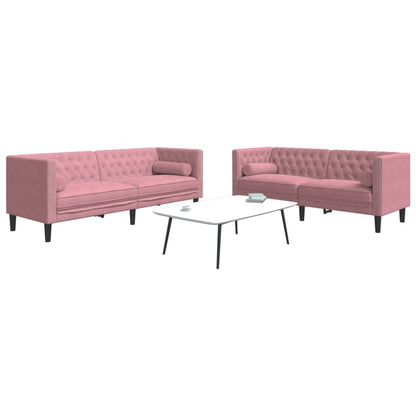 Chesterfield-Sofa Med Puder Fløjl