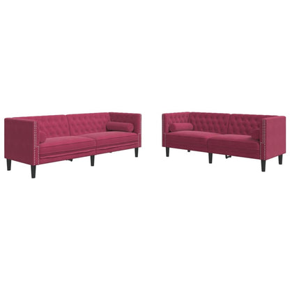 Chesterfield-Sofa Med Puder Fløjl