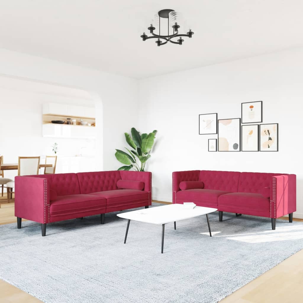 Chesterfield-Sofa Med Puder Fløjl