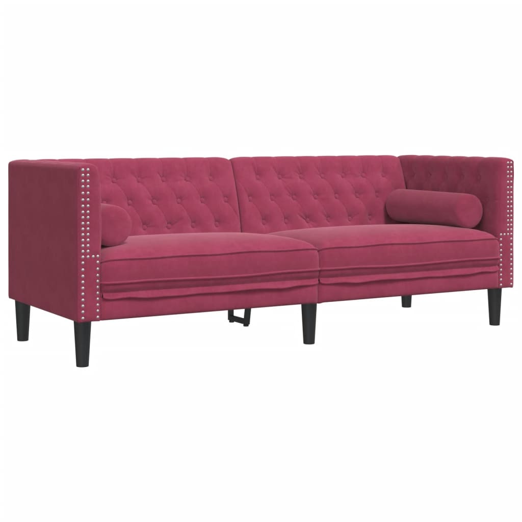 Chesterfield-Sofa Med Puder Fløjl