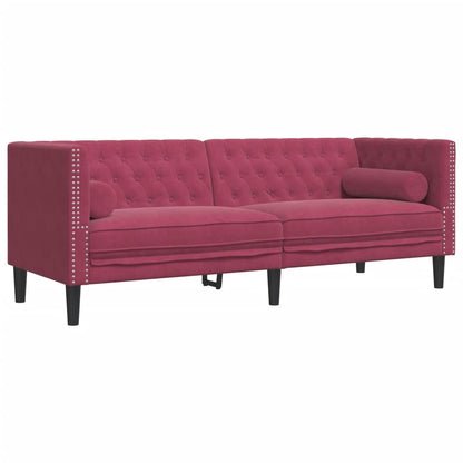 Chesterfield-Sofa Med Puder Fløjl