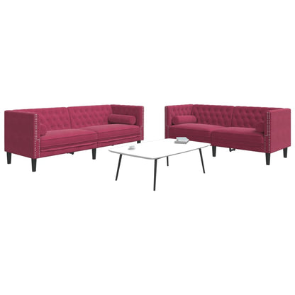 Chesterfield-Sofa Med Puder Fløjl