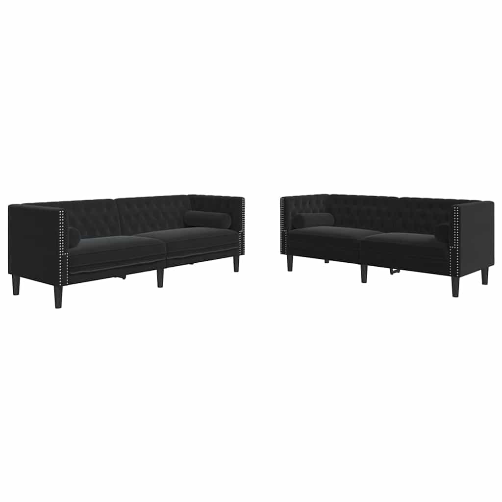 Chesterfield-Sofa Med Puder Fløjl
