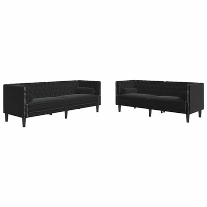 Chesterfield-Sofa Med Puder Fløjl