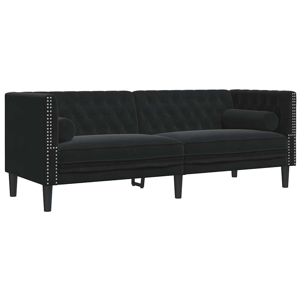 Chesterfield-Sofa Med Puder Fløjl