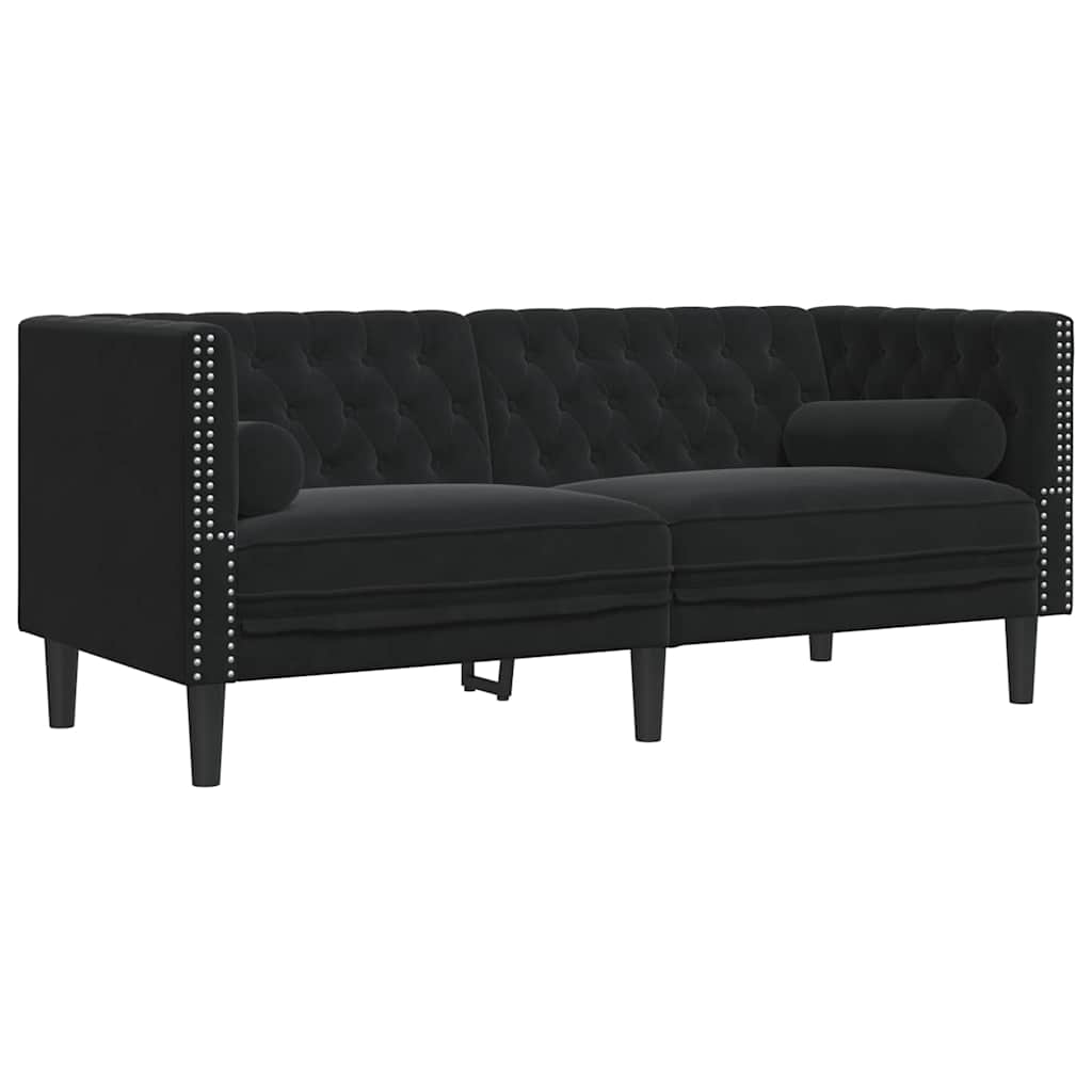 Chesterfield-Sofa Med Puder Fløjl