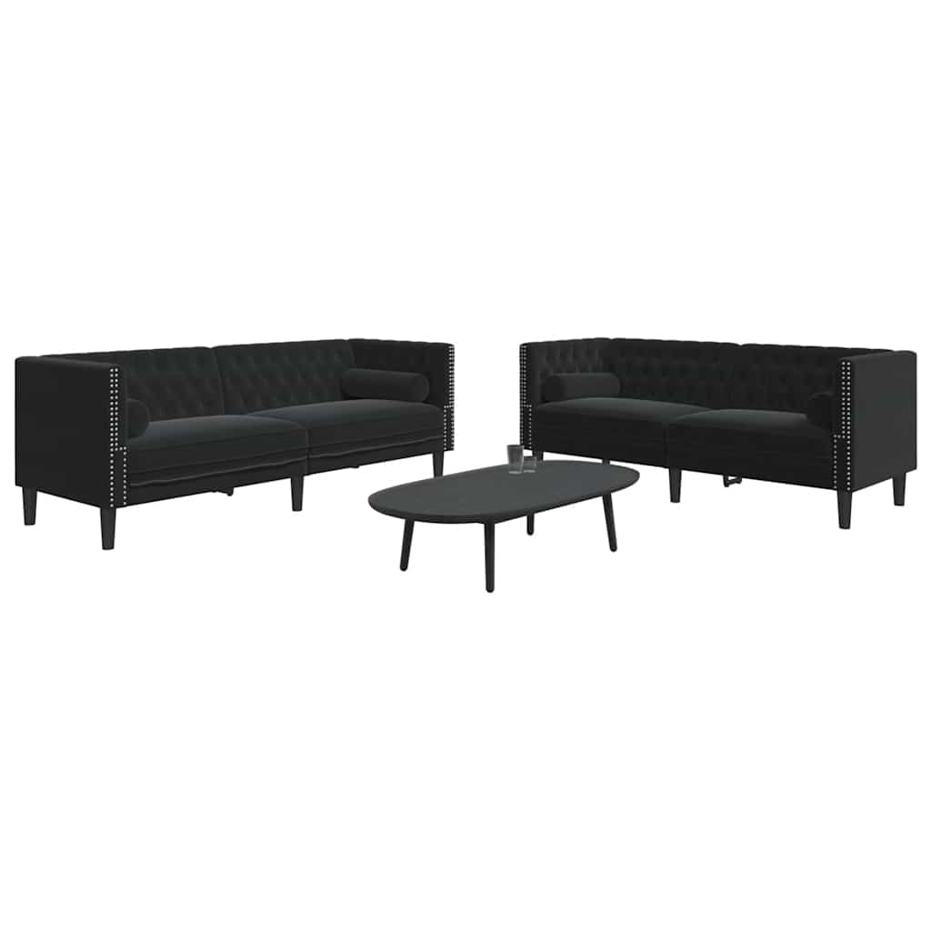 Chesterfield-Sofa Med Puder Fløjl
