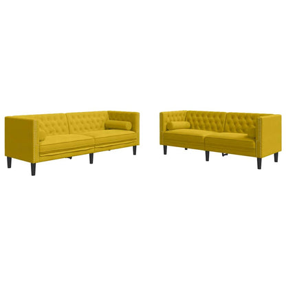 Chesterfield-Sofa Med Puder Fløjl