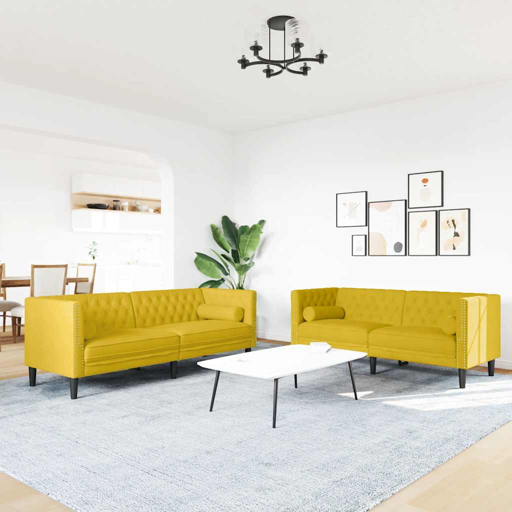 Chesterfield-Sofa Med Puder Fløjl