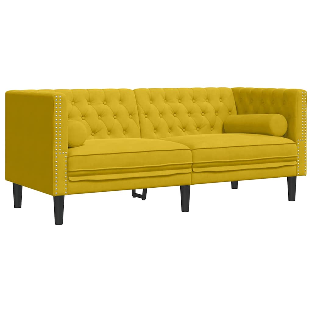 Chesterfield-Sofa Med Puder Fløjl