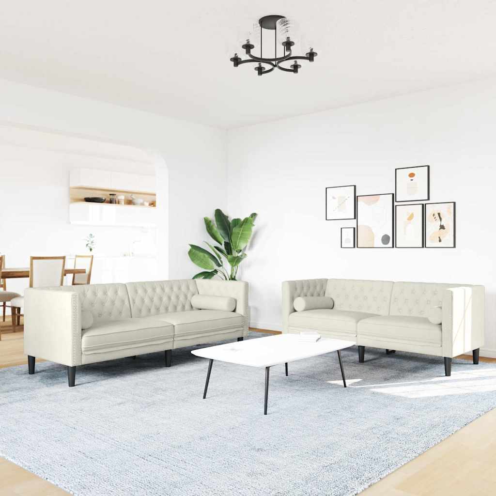 Chesterfield-Sofa Med Puder Fløjl