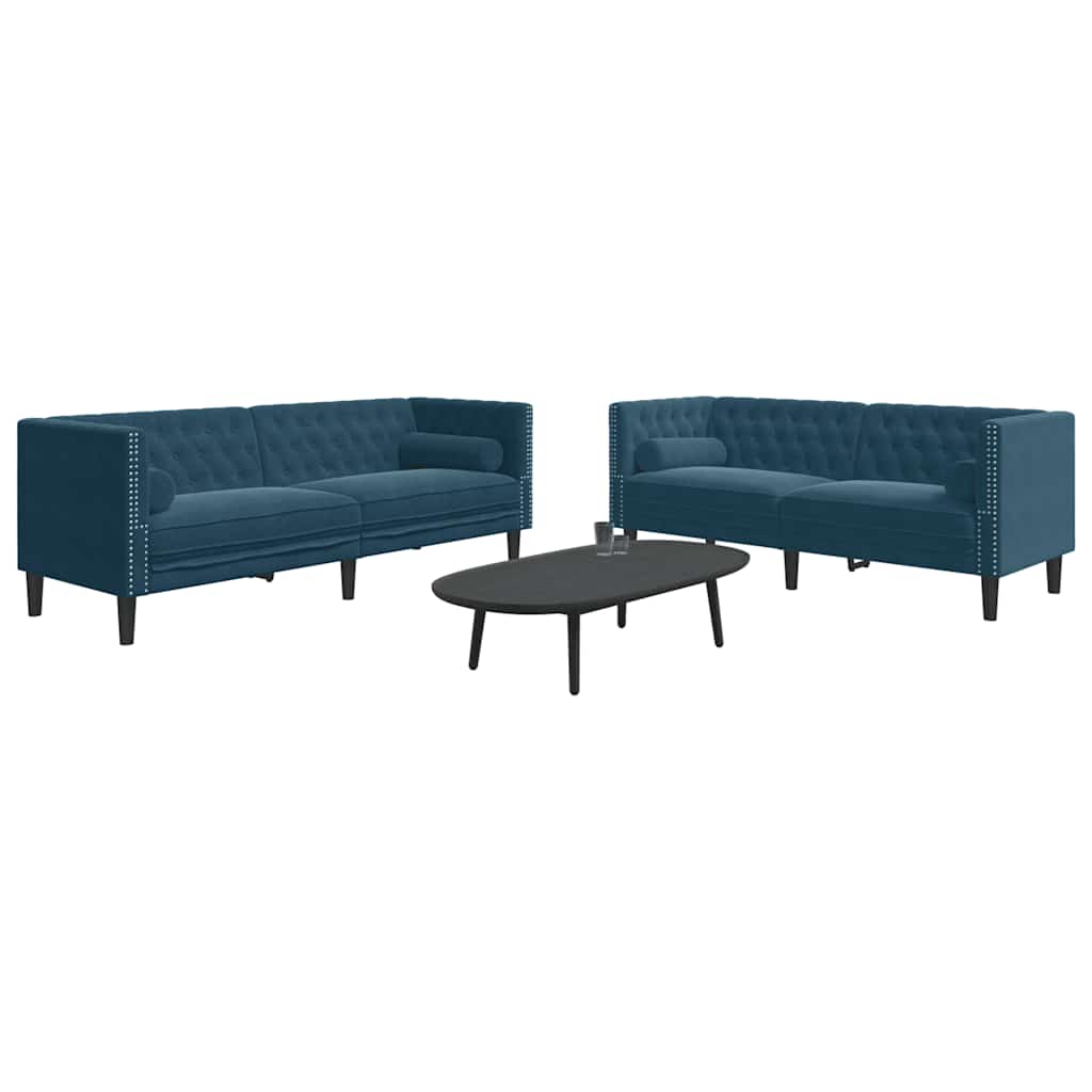 Chesterfield-sofasæt Med Puder Fløjl - Billede 3