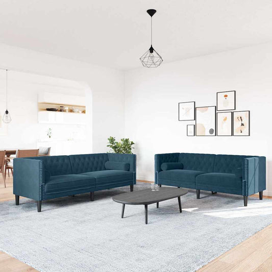 Chesterfield-sofasæt Med Puder Fløjl - Hovedbillede