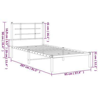 Sengeramme Med Sengegavl 90x200 Cm Metal - Billede 10