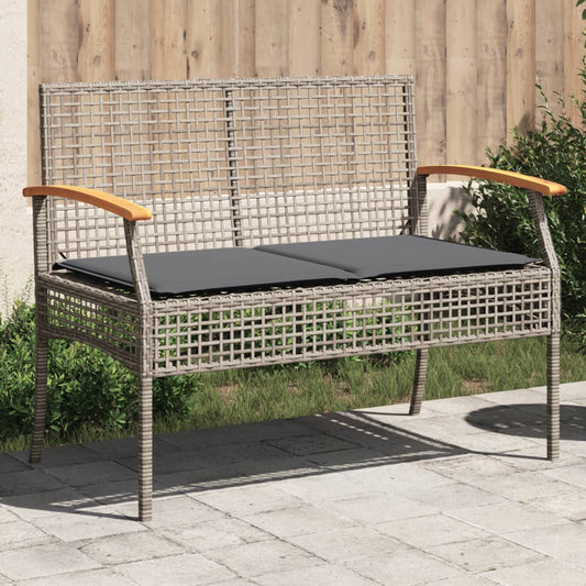 Havebænk Med Hynde Polyrattan Og Akacietræ