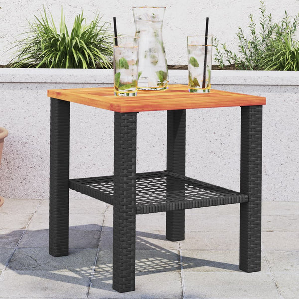 Havebord Polyrattan Og Akacietræ Sort