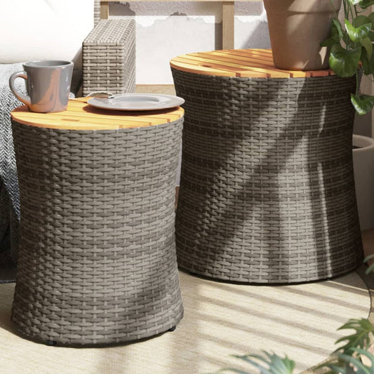 Haveborde 2 Stk. Med Træplade Polyrattan
