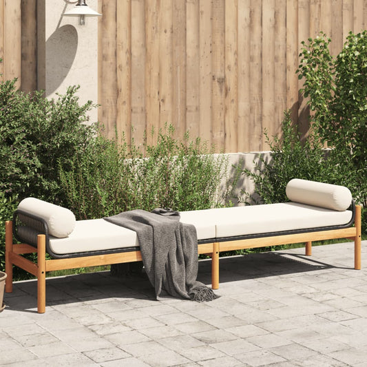 Havebænk Med Hynde Polyrattan Og Akacietræ