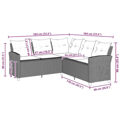 L-formet Sofa Med Hynder Polyrattan - Billede 7