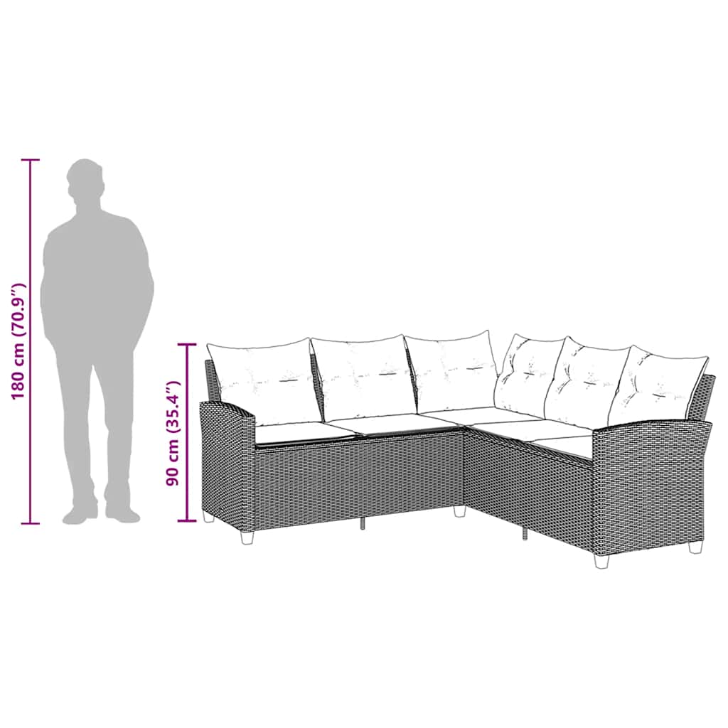 L-formet Sofa Med Hynder Polyrattan - Billede 8