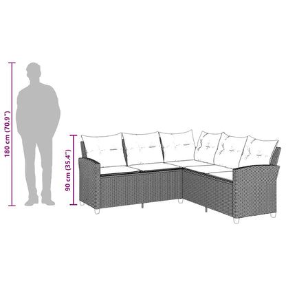 L-Formet Sofa Med Hynder Polyrattan