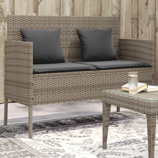 Havebænk Med Hynde Polyrattan Og Akacietræ
