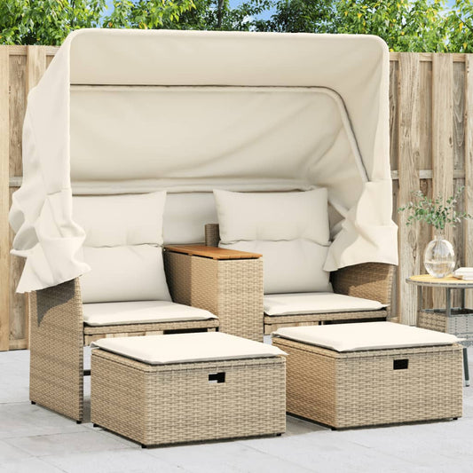 2-Personers Havesofa Og Skamler Polyrattan