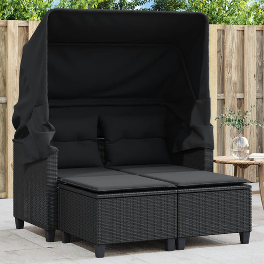2-Personers Havesofa Og Skamler Sort