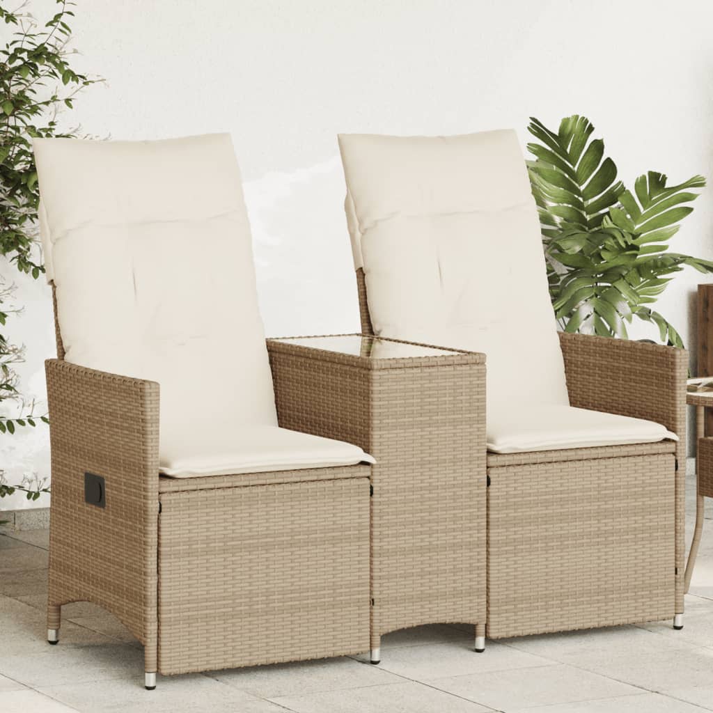 2-personers Havesofa Med Bord Og Lænefunktion Polyrattan - Variant 365713