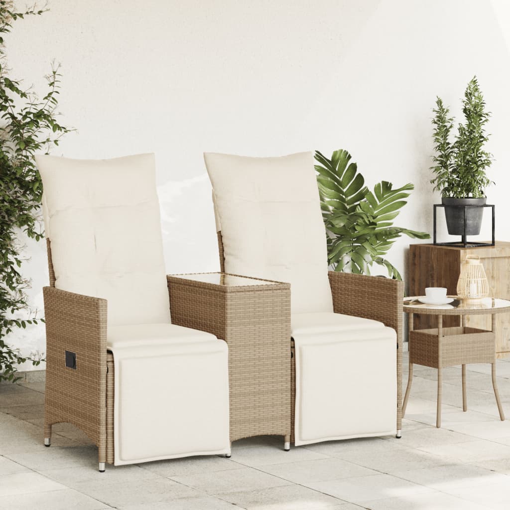 2-personers Havesofa Med Bord Og Lænefunktion Polyrattan - Billede 3