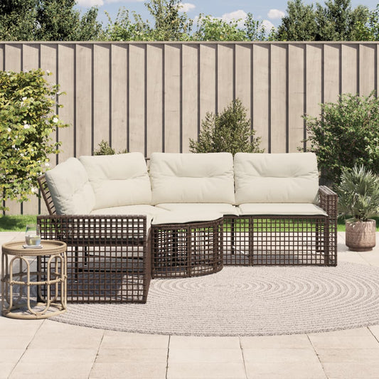 Havesofa Med Hynder Og Fodskammel L-Formet Polyrattan