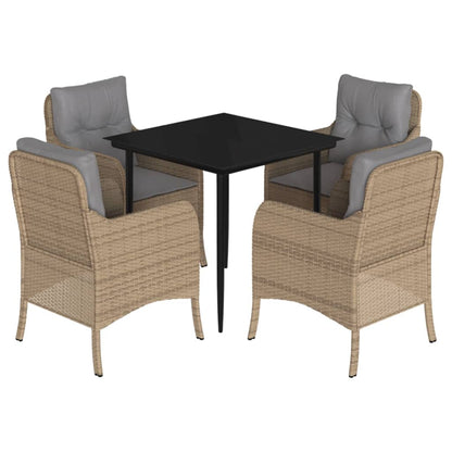 Spisebordssæt Til Haven 3 Dele Med Hynder Polyrattan Beige