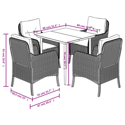 Spisebordssæt Til Haven 3 Dele Med Hynder Polyrattan Beige