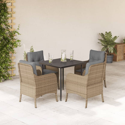 Spisebordssæt Til Haven 3 Dele Med Hynder Polyrattan Beige