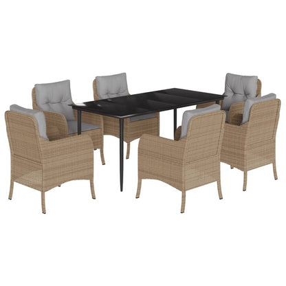 Spisebordssæt Til Haven 3 Dele Med Hynder Polyrattan Beige