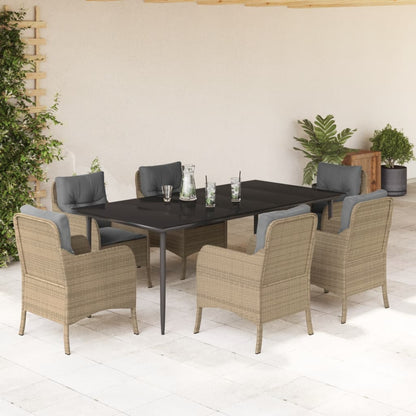 Spisebordssæt Til Haven 3 Dele Med Hynder Polyrattan Beige