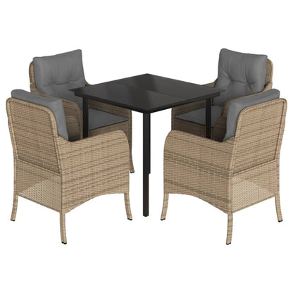 Spisebordssæt Til Haven 3 Dele Med Hynder Polyrattan Beige