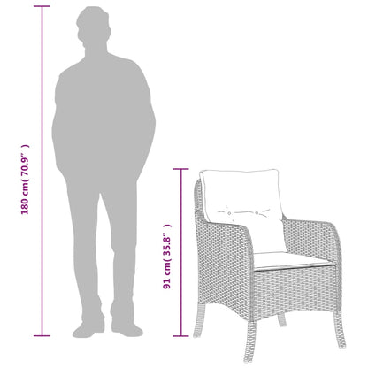 Spisebordssæt Til Haven 3 Dele Med Hynder Polyrattan Beige