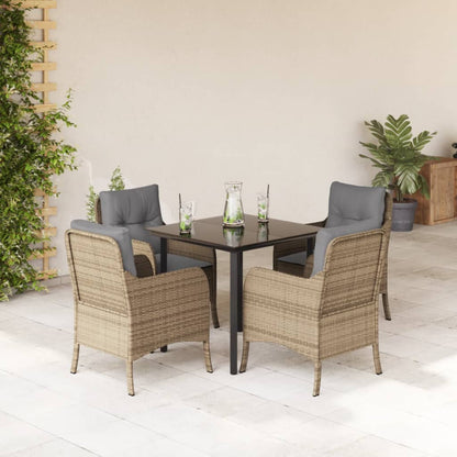 Spisebordssæt Til Haven 3 Dele Med Hynder Polyrattan Beige