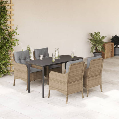 Spisebordssæt Til Haven 3 Dele Med Hynder Polyrattan Beige