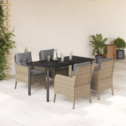 Spisebordssæt Til Haven 3 Dele Med Hynder Polyrattan Beige