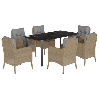 Spisebordssæt Til Haven 3 Dele Med Hynder Polyrattan Beige