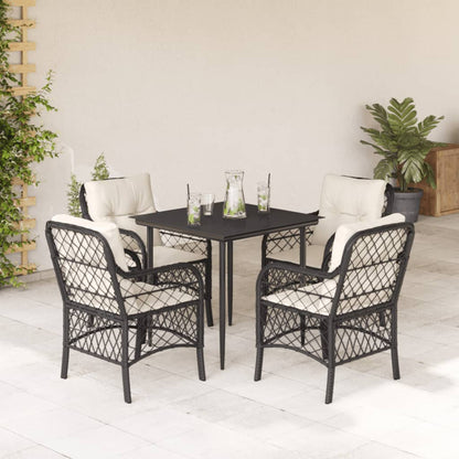 Bistrosæt til Haven 3 Dele med Hynder Polyrattan Sort